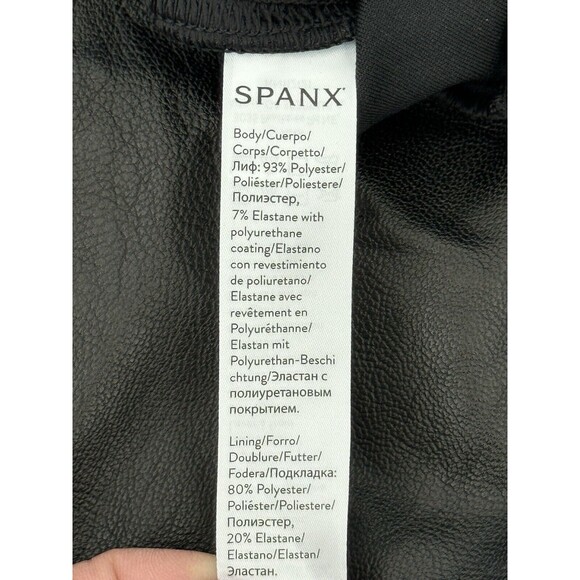 Spanx Faux Leather High Waist Jogger Pants Black‎ Size X-Small Edgy Date Sexy - Picture 9 of 13